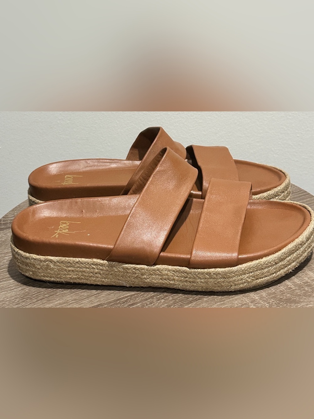 Beek Twinspot Platform Sandal Tan Leather Slide - Picture 4 of 11